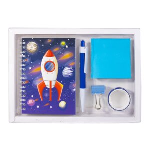 Подарочный набор На луну Блокнот 26*18см ручка блок для зап зажим кл лента в футляре  AL10112/4