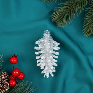 Украшение ёлочное Шишка сияние 8,5х4,5см белый 10514204