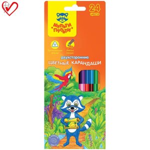 Карандаши 24цв Енот в тропиках двусторонние трехгранные CP_11494