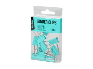Зажимы для бумаг 19мм 10 шт Голубые BC1019d