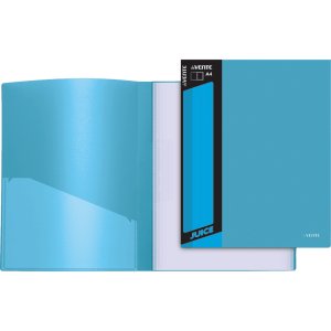 Папка 10 файлов A4 Juicy 450мкм 30мкм фактура внешний карман непрозр Ярко Голубая 3100903