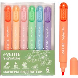 Набор текстовыделителей 6цв плоский корп c клипом скошенный наконечник 5045512