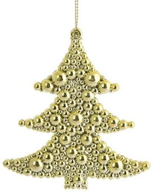 Новогоднее подвесное украшение Ёлочка в золоте из полипропилена 9,5x1x9см 86731