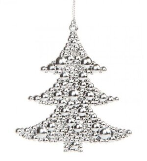 Новогоднее подвесное украшение Ёлочка в серебре из полипропилена 9,5x9x0,3см 81956