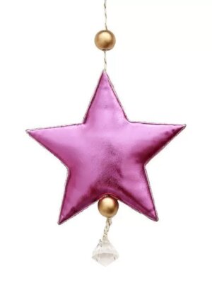Звездочка подвесное украшение Мягкая розовая блестящая 10,5x1,5x28см 86367