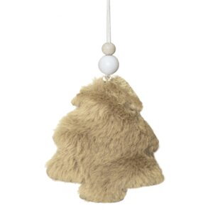 Елочка из меха Подвесное украшение бежевая 9x2x8.5см 82620