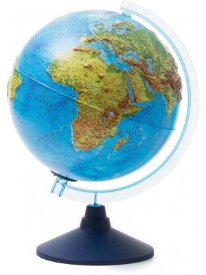 Глобус физико политич рельефный 25см интерактивный с подсв от батареек INT12500287