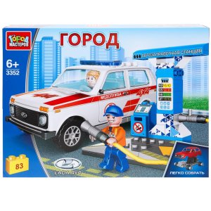 Конструктор LADA Лада Нива на заправочной станци 83 дет 3352-KK
