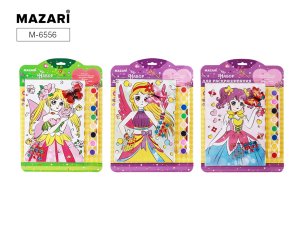 Набор для раскрашивания 4 картинки 1 кисточка краски 8 цв M-6556