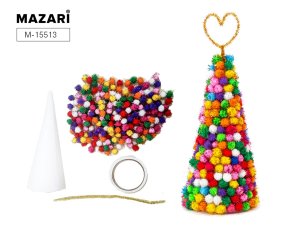 Набор для творч Елочка из помпонов 25 см