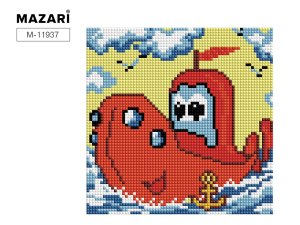 Алмазная мозаика Веселый кораблик 20Х20см 