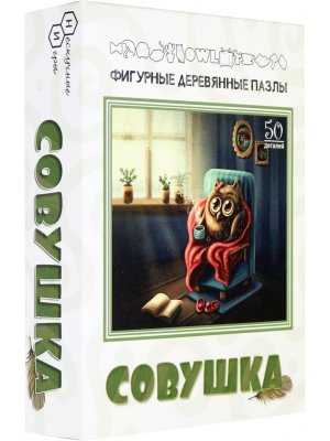 Фигурный деревянный пазл Совушка 8218 