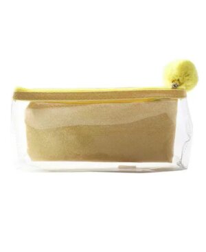 Пенал-косметичка в косметичке МИЛЫЙ, ЖЕЛТЫЕ БЛЕСТКИ (ПН-6860) с помпоном