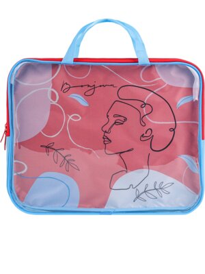 Папка сумка на молнии А4 Контурный Портрет 5 с прозр вставкой и диз П-1081