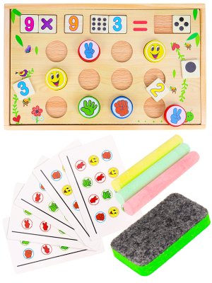 Деревянная игрушка Игра с цифрами и доска с мелками 29х18.5х3.5 AN02108