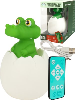 Светильник Крокодильчик звук свет пульт пластик USB в кор 12x12x17,5 cм ИК-8486