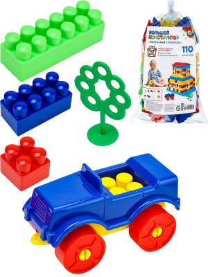 Конструктор детский МАЛЕНЬКИЙ СТРОИТЕЛЬ 110 эл в пакете И-1367