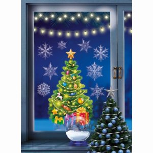 Оформительские наклейки А4 Елка новогодняя с подарками НМТ1-16502