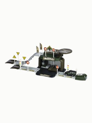 Парковка 2 уровневая Военная часть в комплекте с машинками 45 деталей 1000665