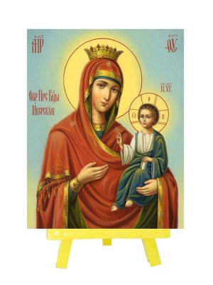 Алмазная мозаика ИВЕРСКАЯ ИКОНА БОЖИЕЙ МАТЕРИ с мольбертом 21х25 см с мольберт частичн выкл M-10414