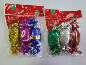 Набор для декорирования подарков Голография 6 бантов + 3 ленты 5мм*10м 8921