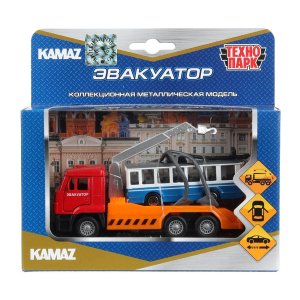 Модель Маш KAMAZ ЭВАКУАТОР 12 см металл дв подв дет инерц + трол 7,5 см SB-17-24-G-WB (48)
