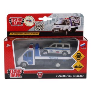 Модель Маш ГАЗЕЛЬ ЭВАКУАТОР 12,5 см дв под дет инерц + патриот 7,5 см металл SB-16-42-T3-WB (48)