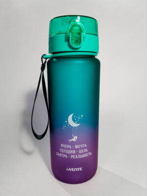 Бутылка для воды 800мл Gradient 28x7,8см пласт бирюзово розовая мат 8090239