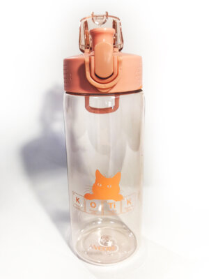Бутылка для воды 550мл Kotik 20x6,8см пласт пыльный розовый прозрач с кнопкой и предохран 8090243