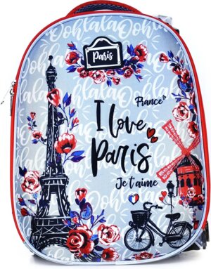 Рюкзак 38х30х18см жесткий ERGONOMIC + I LOVE PARIS 17л серый каркас 2 секц РЮКЖКРД-АЛП