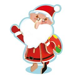 Паззл дерев 3D Дед мороз С Новым годом и Рождеством 11,5*15 см