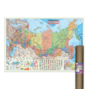 Карта РОССИЯ П/А с инфографикой  1:5,5 мл 157х107 смПРОкарта интерактивная ЛАМ в тубусе