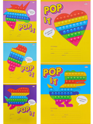 Тетрадь КЛЕТКА 12л. ПОП ИТ (12-7694) цвет.мелов.обл., 5 дизайнов в спайке