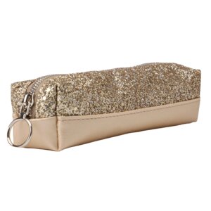 Пенал-косметичка мягкая КОЖЗАМ БЕЖЕВЫЙ И БЛЕСТКИ (ПН-6656) комбинир. материал