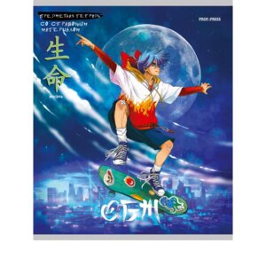 Тетрадь  48л Клетка ОБЖ Аниме холодная фольга софт-тач 48-9424