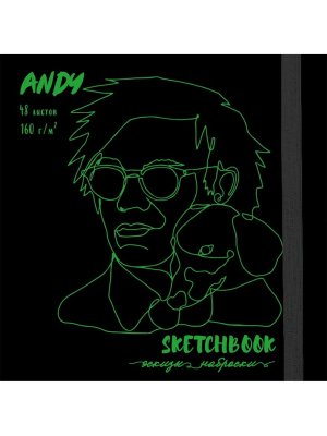 Скетчбук  48л 165х165мм ANDY софт-тач пантон ляссе резинка 48-5750