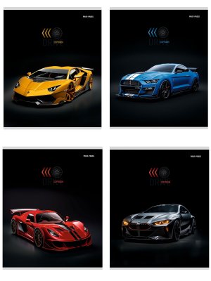 Тетрадь  96л Клетка АВТО НА ЧЁРНОМ - 1 твин-лак 96-8434