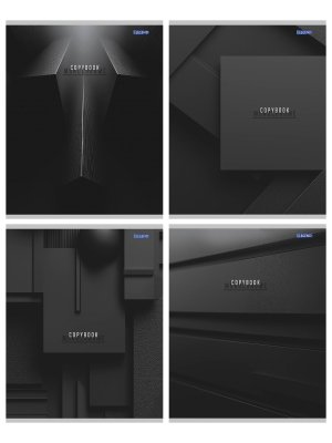 Тетрадь  48л Клетка Геометрия в черном-1 мелован 48-4162