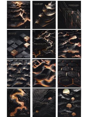 Комплект предметных тетрадей 48л BLACK&GOLD фол софт-тач 12шт 48-2718