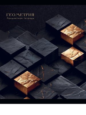 Тетрадь предм 48л Клетка BLACK&GOLD ГЕОМЕТРИЯ фольга софт-тач 48-2683