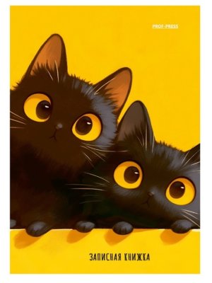 Записная книжка 48л А6 Два черных котика лен 48-7101
