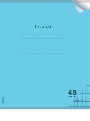 Тетрадь  48л Клетка цв пластик обл plastic cover Пастель BLUE 48-1347