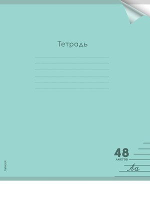 Тетрадь  48л Линия цв пластик обл plastic cover ПАСТЕЛЬ GREEN 48-1354