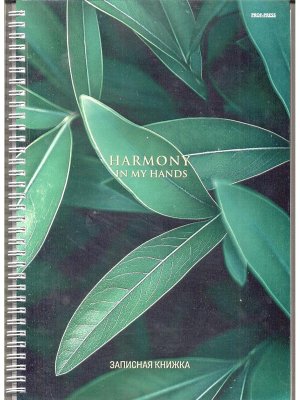 Записная книга 100л А4 Клетка ЗЕЛЁНЫЕ ЛИСТЬЯ - 4 Спираль 100-7209