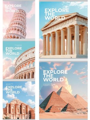 Тетрадь  48л Клетка МИРОВЫЕ ШЕДЕВРЫ АРХИТЕКТУРЫ мелован 48-9750