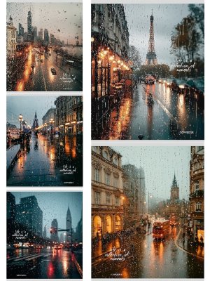 Тетрадь  48л Клетка ДОЖДЬ В ГОРОДЕ 48-9139