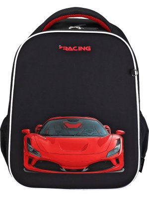 Школьный формованный ранец КРАСНОЕ АВТО значки и брелок в комплекте 27х38х17 см РЦ-2578