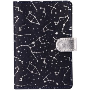 Обложка для паспорта Shine на кнопке Кожа Темно Синий тисн фольгой 311097