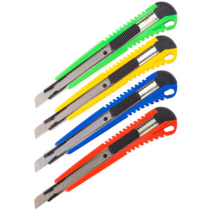 Нож канцелярский 9мм усиленный с фиксатором металл асс 262450