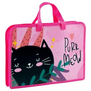 Папка с ручками А4 Purr Meow пластик на молнии 40мм ПТ-14_60142